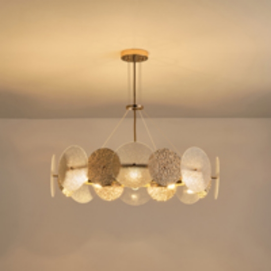 Imagine Lumină suspendată metal-sticlă 8 lumini 8XE14 max 8W 700X690mm aur rose Arte Illumina Glow