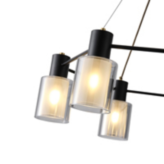 Imagine Lumină suspendată metal-sticlă 6 lumini 6XE14 max 8W Ø700X600mm negru-bronz Arte Illumina Silence
