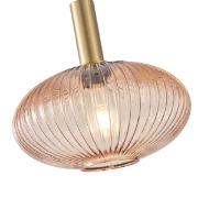 Imagine Lampa suspendată metal-sticlă rotundă 1xE27 Max 15W Ø300x165x1485mm Amber Arte Illumina Topaz