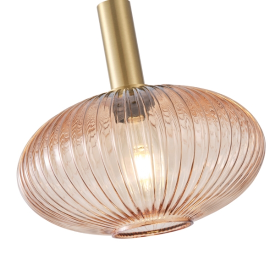 Imagine Lampa suspendată metal-sticlă rotundă 1xE27 Max 15W Ø300x165x1485mm Amber Arte Illumina Topaz