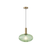Imagine Lampa suspendată metal-sticlă rotundă 1xE27 Max 15W Ø300x165x1485mm verde Arte Illumina Topaz