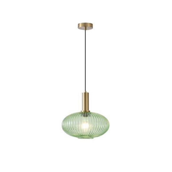 Imagine Lampa suspendată metal-sticlă rotundă 1xE27 Max 15W Ø300x165x1485mm verde Arte Illumina Topaz