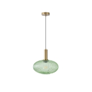 Imagine Lampa suspendată metal-sticlă rotundă 1xE27 Max 15W Ø300x165x1485mm verde Arte Illumina Topaz