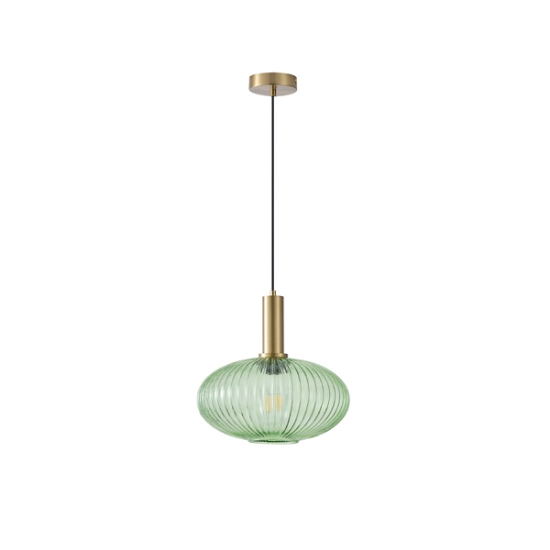 Imagine Lampa suspendată metal-sticlă rotundă 1xE27 Max 15W Ø300x165x1485mm verde Arte Illumina Topaz