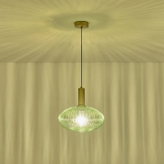 Imagine Lampa suspendată metal-sticlă rotundă 1xE27 Max 15W Ø300x165x1485mm verde Arte Illumina Topaz