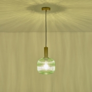 Imagine Lampa suspendată metal-sticlă rotundă 1xE27 Max 15W 200x180x1485mm verde Arte Illumina Topaz