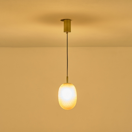 Imagine Lampa suspendată metal-sticlă cu un singur bec 1xE14 max 8W Ø150x150x1530mm amber Arte Illumina Candy