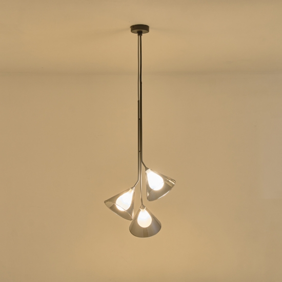 Imagine Lumină suspendată metal-sticlă 3 lumini 3xG9 Max 7W Ø300x1800mm transparent Arte Illumina Delta