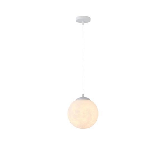 Imagine Lampa suspendată metal-acrilică rotundă cu un singur bec 1X27 Max 15W Ø200X1270mm alb Arte Illumina Selini