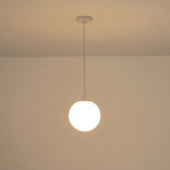 Imagine Lampa suspendată metal-acrilică rotundă cu un singur bec 1X27 Max 15W Ø200X1270mm alb Arte Illumina Selini