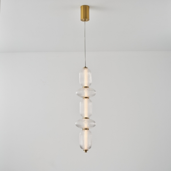 Imagine Lumină suspendată din sticlă și metal LED 24W 1900Lm 3000K 250X860X1460mm TRIAC Dimming Transparent Arte Illumina Verena