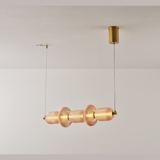 Imagine Lumină suspendată liniară din sticlă-metal LED 24W 1900Lm 3000K 250X860X1460mm TRIAC Dimming Transparent Arte Illumina Verena
