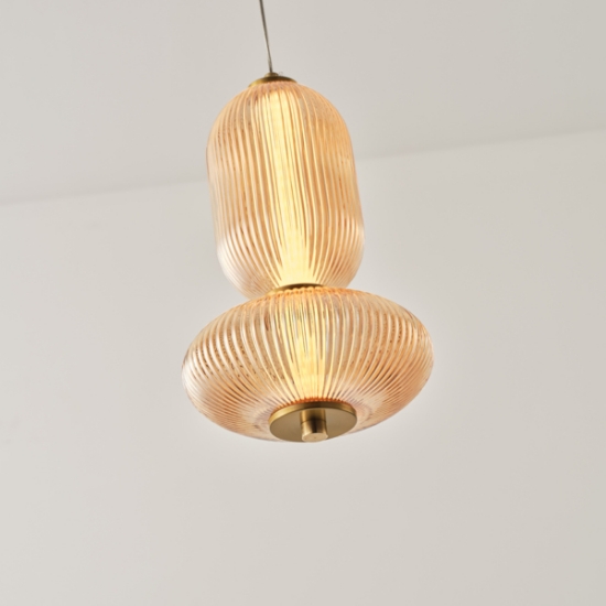 Imagine Lumină suspendată din sticlă și metal LED 10W 800Lm 3000K 220X430X1450mm TRIAC Dimming Transparent Arte Illumina Verena