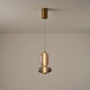 Imagine Lumină suspendată din sticlă și metal LED 10W 800Lm 3000K 220X430X1450mm TRIAC Dimming Transparent Arte Illumina Verena