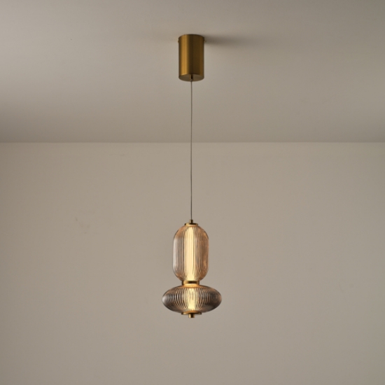 Imagine Lumină suspendată din sticlă și metal LED 10W 800Lm 3000K 220X430X1450mm TRIAC Dimming Transparent Arte Illumina Verena