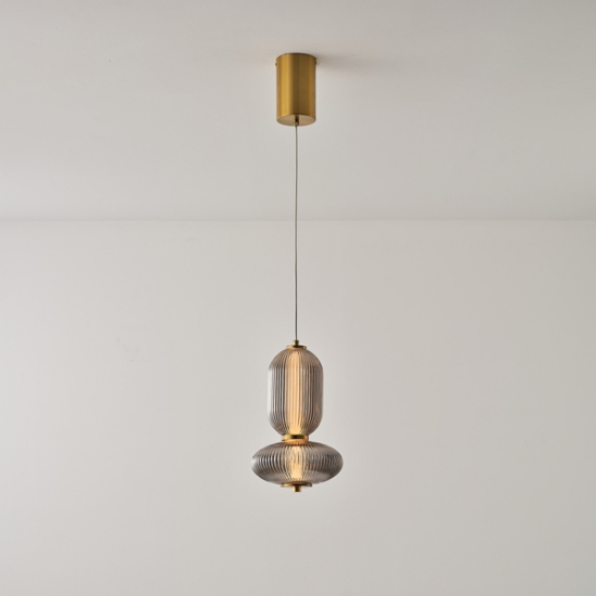 Imagine Lumină suspendată din sticlă și metal LED 10W 800Lm 3000K 220X430X1450mm TRIAC Dimming Transparent Arte Illumina Verena