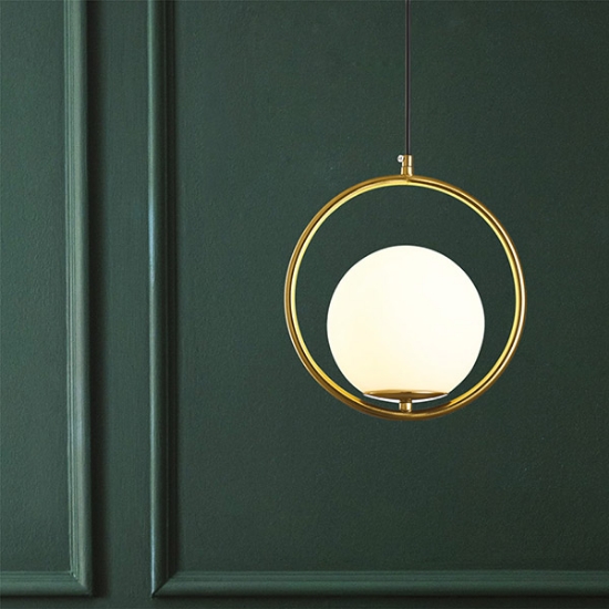 Imagine Lampa suspendată metal-sticlă cu un singur corp 1XE27 max 15W Ø300X1150mm aurie Arte Illumina Orba