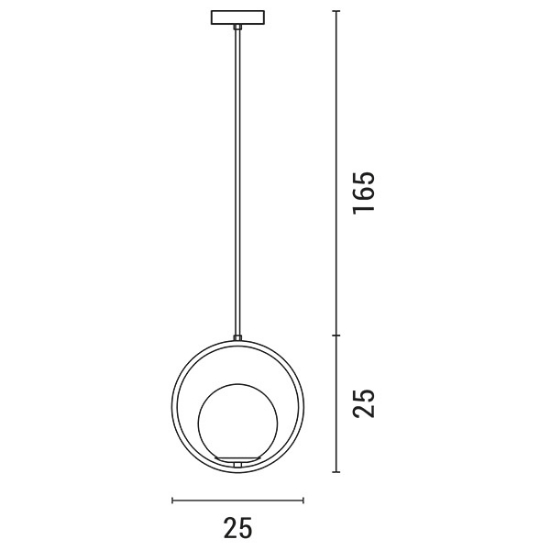 Imagine Lampa suspendată metal-sticlă cu un singur corp 1XE27 max 15W Ø300X1150mm aurie Arte Illumina Orba