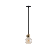 Imagine Lampa suspendată metal-sticlă cu un singur bec 1XE27 max 15W Ø150X1240mm neagră Arte Illumina Aurelia