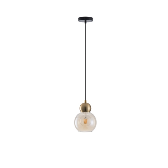 Imagine Lampa suspendată metal-sticlă cu un singur bec 1XE27 max 15W Ø150X1240mm neagră Arte Illumina Aurelia