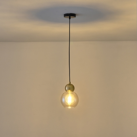 Imagine Lampa suspendată metal-sticlă cu un singur bec 1XE27 max 15W Ø150X1240mm neagră Arte Illumina Aurelia