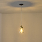 Imagine Lumină suspendată metal-sticlă cu un singur bec 1XE27 max 15W Ø130X1220mm negru Arte Illumina Aurelia