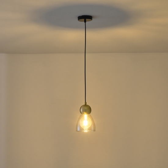 Imagine Lumină suspendată metal-sticlă cu un singur bec 1XE27 max 15W Ø130X1220mm negru Arte Illumina Aurelia