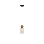 Imagine Lampa suspendată metal-sticlă cu un singur corp 1XE27 max 15W Ø100X1270mm neagră Arte Illumina Aurelia