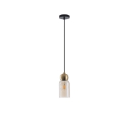 Imagine Lampa suspendată metal-sticlă cu un singur corp 1XE27 max 15W Ø100X1270mm neagră Arte Illumina Aurelia
