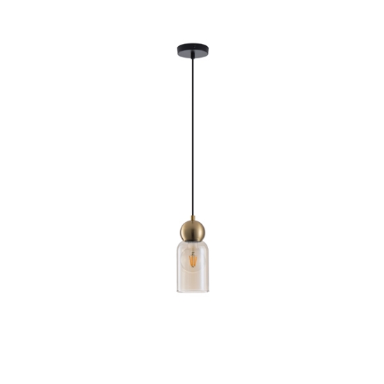 Imagine Lampa suspendată metal-sticlă cu un singur corp 1XE27 max 15W Ø100X1270mm neagră Arte Illumina Aurelia