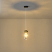 Imagine Lampa suspendată metal-sticlă cu un singur corp 1XE27 max 15W Ø100X1270mm neagră Arte Illumina Aurelia