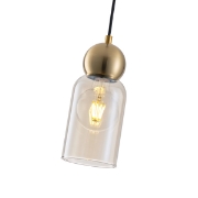Imagine Lampa suspendată metal-sticlă cu un singur corp 1XE27 max 15W Ø100X1270mm neagră Arte Illumina Aurelia