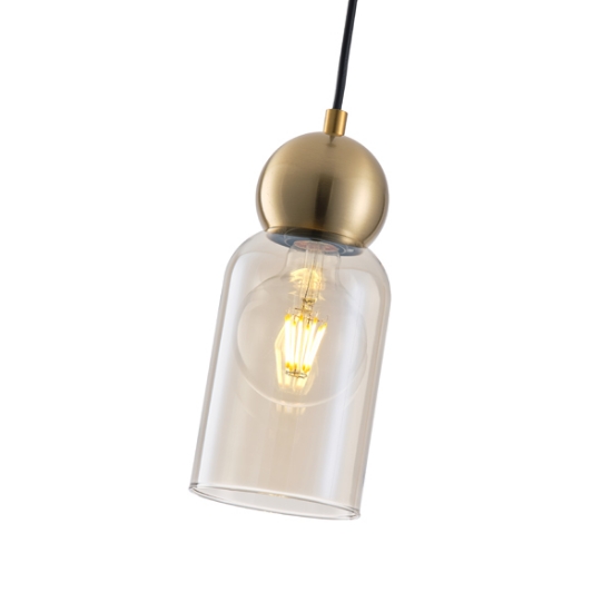 Imagine Lampa suspendată metal-sticlă cu un singur corp 1XE27 max 15W Ø100X1270mm neagră Arte Illumina Aurelia