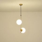 Imagine Lampa suspendată metal-sticlă 2 lumini 2x27 max 15W 320X150X1550mm alb-bronz Arte Illumina Orba