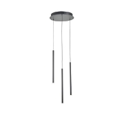 Imagine Lumină suspendată din aluminiu-metal-acril 3 lumini LED 6W 420Lm 3000K 300X2100mm negru Arte Illumina Cascade