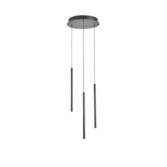 Imagine Lumină suspendată din aluminiu-metal-acril 3 lumini LED 6W 420Lm 3000K 300X2100mm negru Arte Illumina Cascade