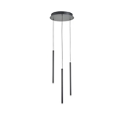 Imagine Lumină suspendată din aluminiu-metal-acril 3 lumini LED 6W 420Lm 3000K 300X2100mm negru Arte Illumina Cascade
