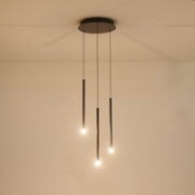 Imagine Lumină suspendată din aluminiu-metal-acril 3 lumini LED 6W 420Lm 3000K 300X2100mm negru Arte Illumina Cascade