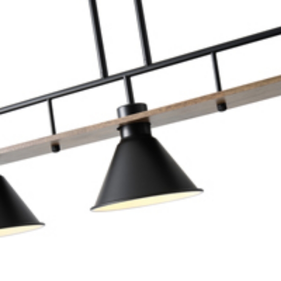 Imagine Lumină suspendată din lemn și metal 3 lumini 3xE27 Max 15W 780X180X865mm negru Arte Illumina Cono
