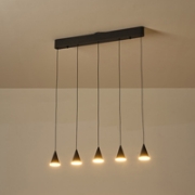 Imagine Lumină suspendată din aluminiu-metal-acrilic 5 lumini LED 25W 1750Lm 3000K 680X1200mm negru Arte Illumina Campanelle