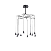 Imagine Lumină suspendată din aluminiu-metal-acril 10 lumini LED 50W 3500Lm 3000K Ø800X1200mm negru Arte Illumina Campanelle