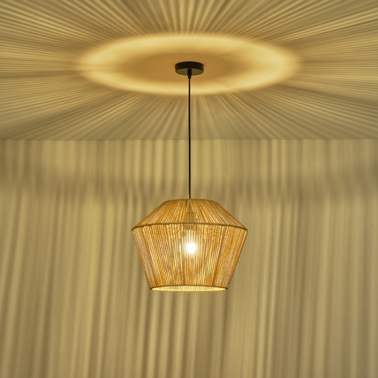 Imagine Lampa suspendată RATTAN SINGLE LIGHT 1XE27 MAX 15W 410X1320mm Culoare maro Arte Illumina VENTO