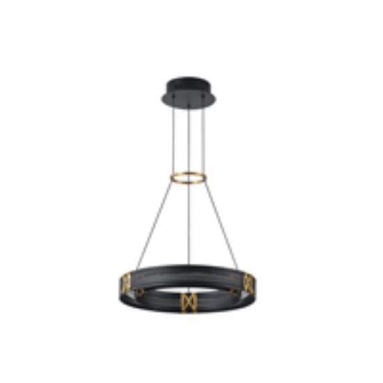 Imagine Lumină suspendată din aluminiu-metal-acrilic rotund LED 24W 1680Lm 3000K 420X1250mm negru-aurie Arte Illumina LUIS