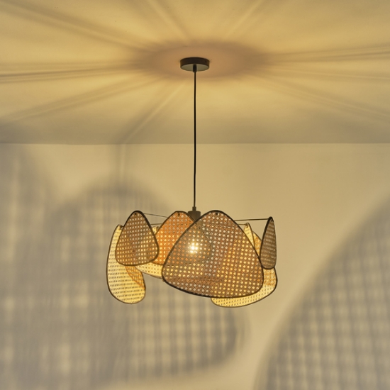 Imagine Lumină Suspendată Rattan Single Light 1XE27 Max 15W Ø575X1350mm Culoare Maro-Negru Arte Illumina KAI