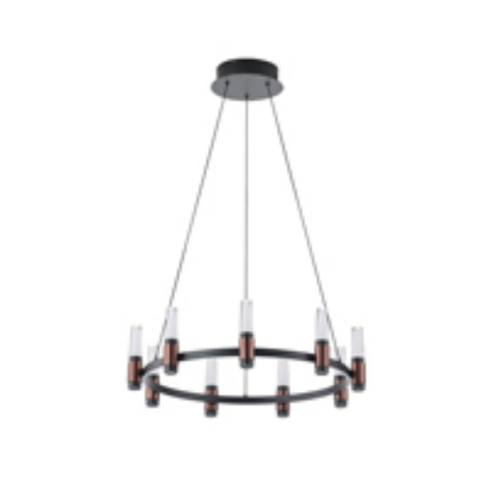 Imagine Lumină suspendată din aluminiu-metal-acrilic rotund 9 lumini LED 43W 3010Lm 3000K Ø630XH1500mm negru-aurie Arte Illumina Velas