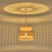 Imagine Lampa suspendată metal-textil 1XE27 max 15W Ø400X1310mm crem-alb Arte Illumina Isla