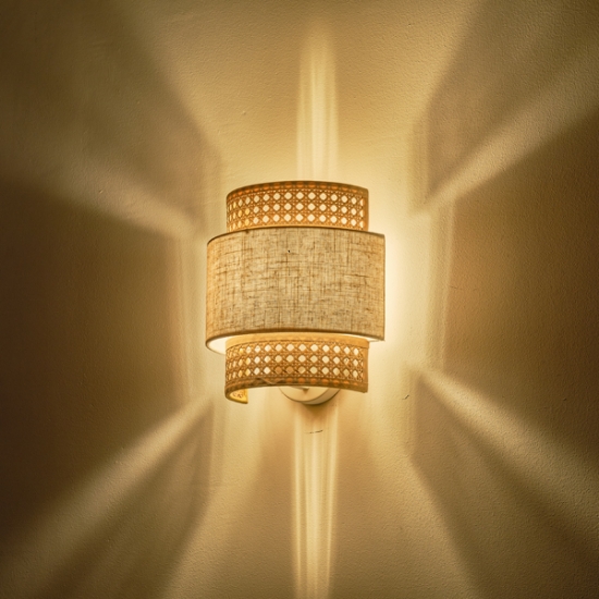 Imagine Aplica de perete metal-textil 1XE27 max 15W 240X230X140mm crem-alb Arte Illumina Isla