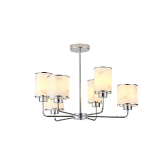 Imagine Lampa suspendată metal-sticlă 6 lumini 6xE27 Max 15W 680x440mm argintie Arte Illumina Marbeline