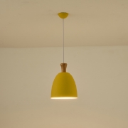 Imagine Lustră metal-lemn rotundă cu un singur corp de iluminat 1xE27 Max 15W D230x1370mm galben-lemn Arte Illumina Simplo