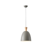 Imagine Lumină suspendată metal-lemn rotund unică 1xE27 max 15W Ø230x1370mm gri-lemn Arte Illumina Simplo
